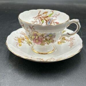 Rosina 4867 Floral Bone China Teacup and Saucer Set made in England